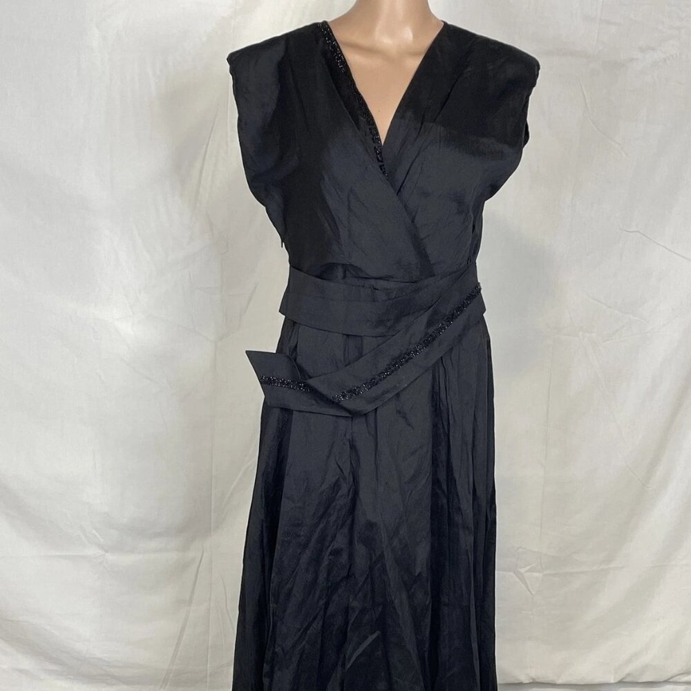 NEW NOCTURNE Women's Stone Embroidered Midi Dress Black Size XL